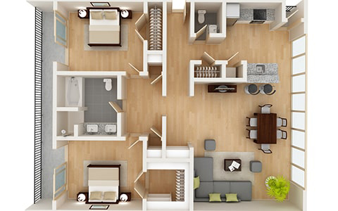 3d floor plan illustration