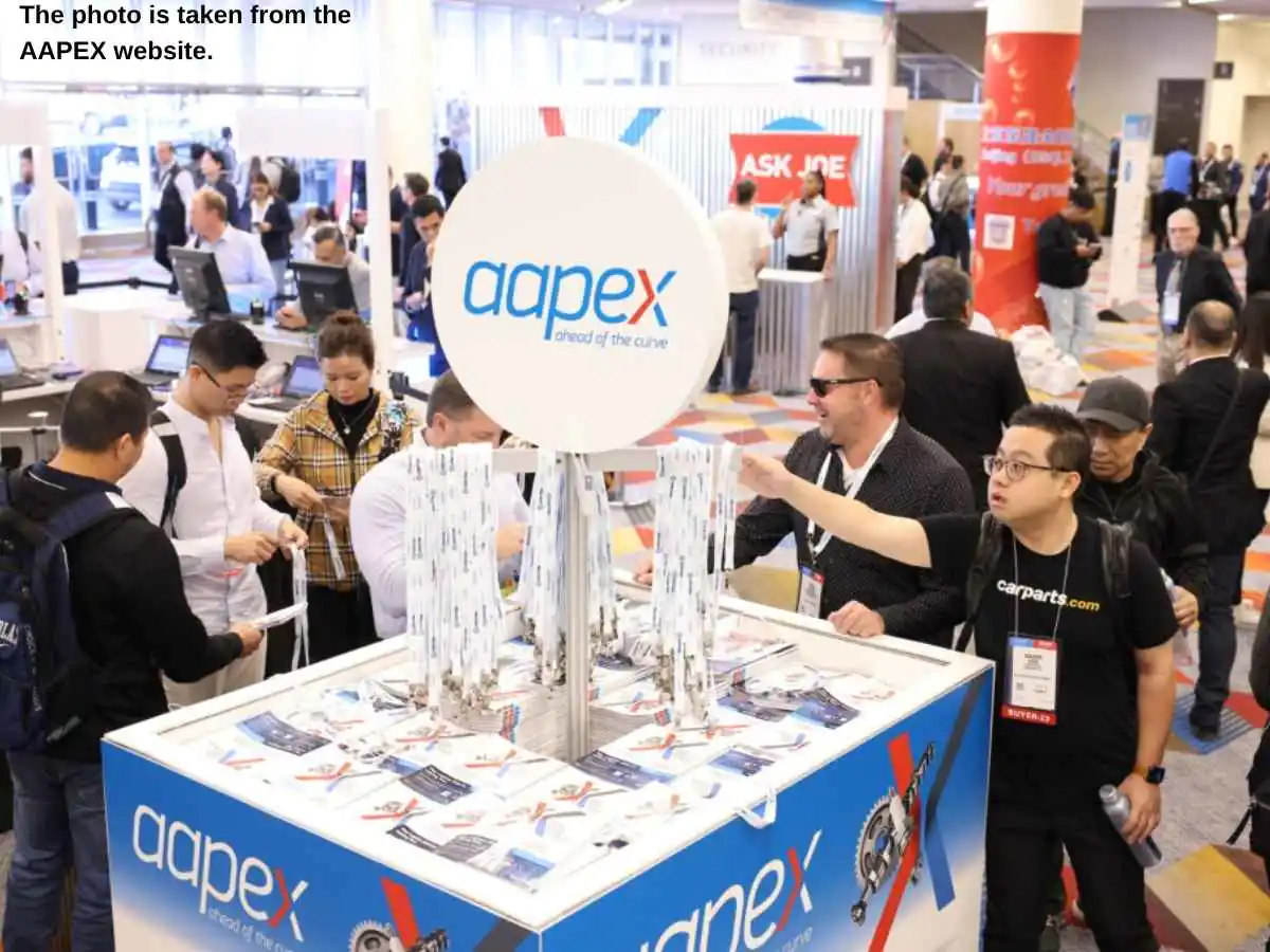 AAPEX Show  2026 stand in Las Vegas at Sands Expo Convention Center with product demo area and meeting zone