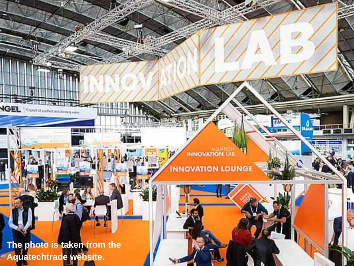 AquaTech China  2026 stand in Shanghai with process technology demo area and meeting zone