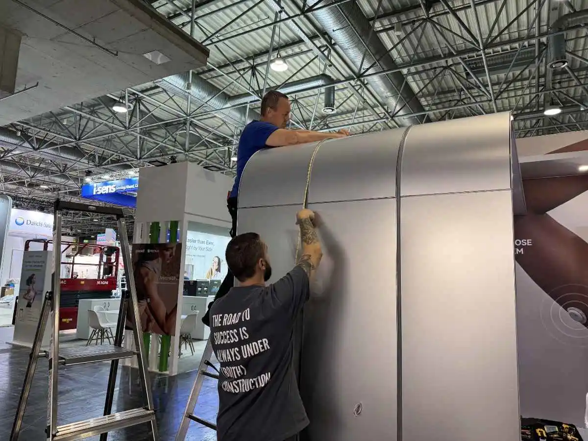 Messe München build-up for BAU  2027 in Munich with on-site coordination by a stand contractor