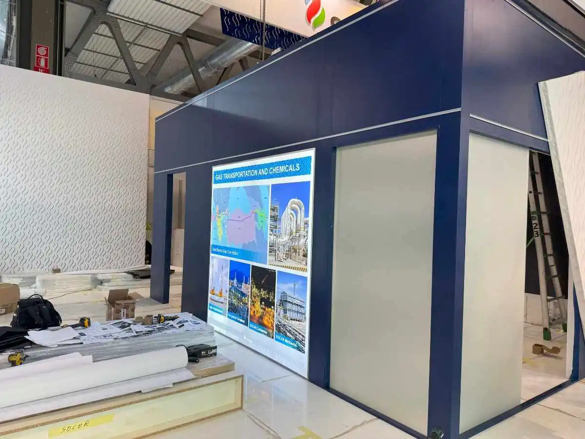 Fiere di Parma build-up in Parma with on-site coordination by a booth builder for food exhibitors