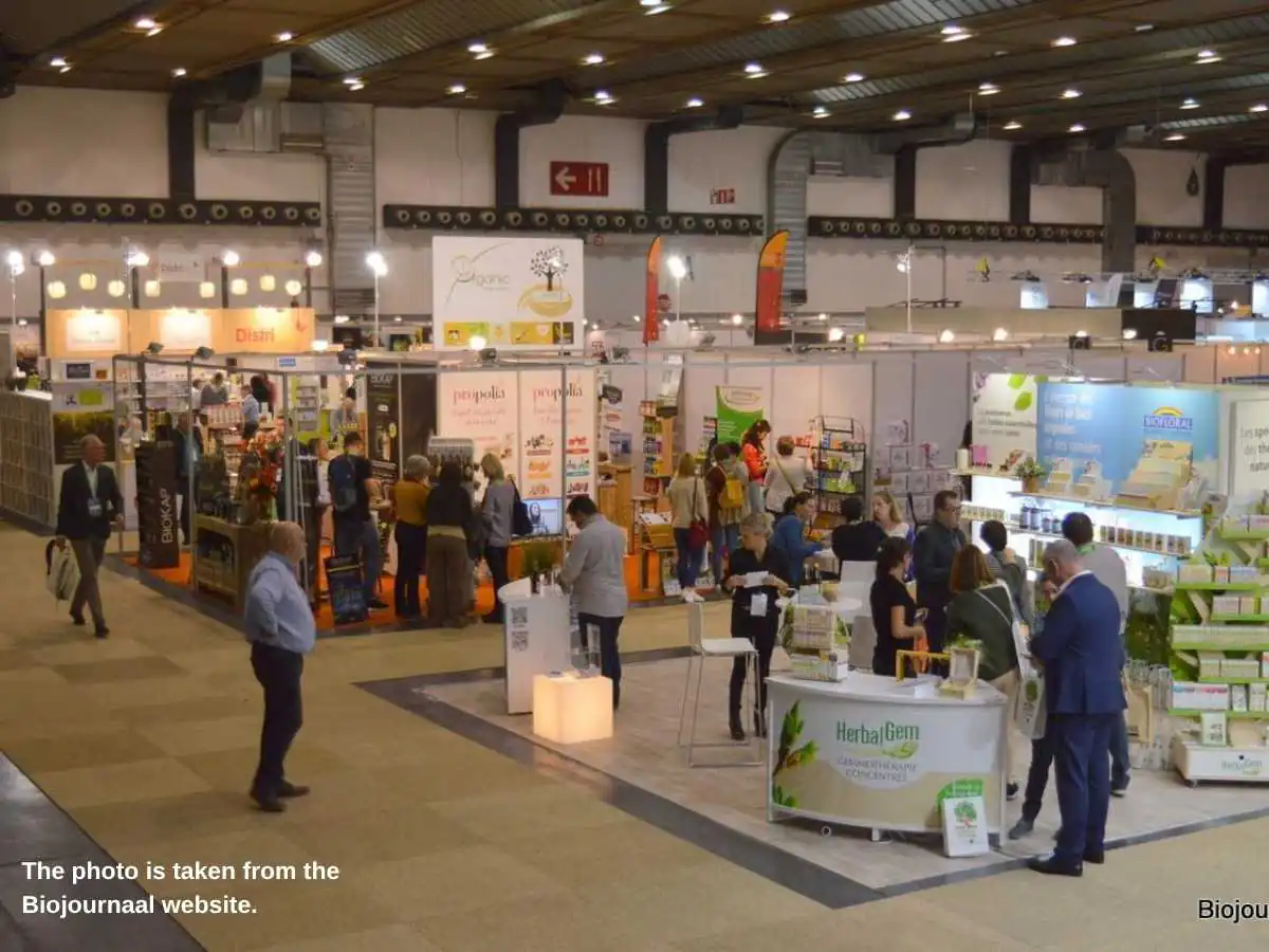 BioXpo  2026 stand in Brussels at Brussels Expo with demo counter and meeting area
