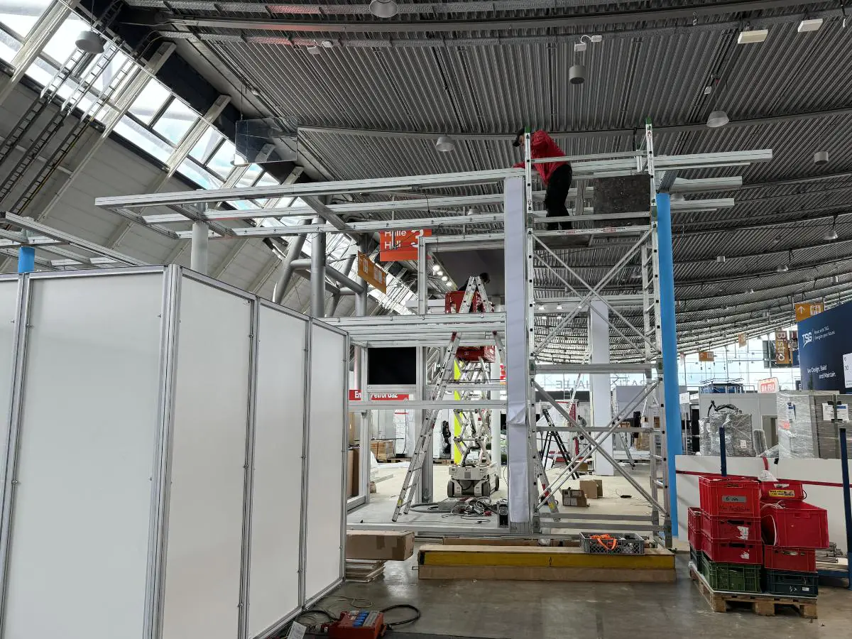 Messe Basel build-up in Basel with on-site approval support from an exhibition stand builder in Basel