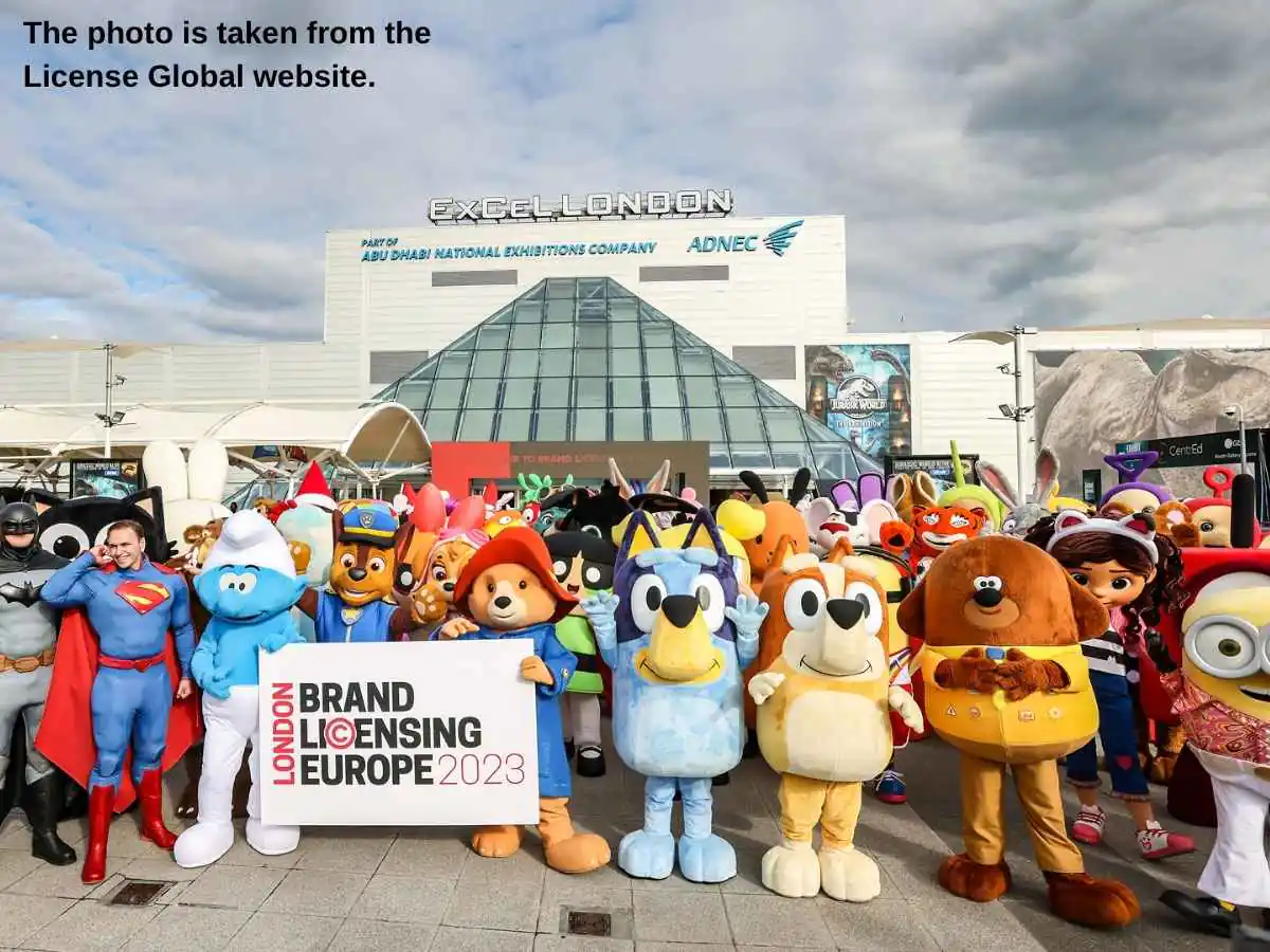 Brand Licensing Europe  2026 stand in London at ExCeL London with meeting area and product display