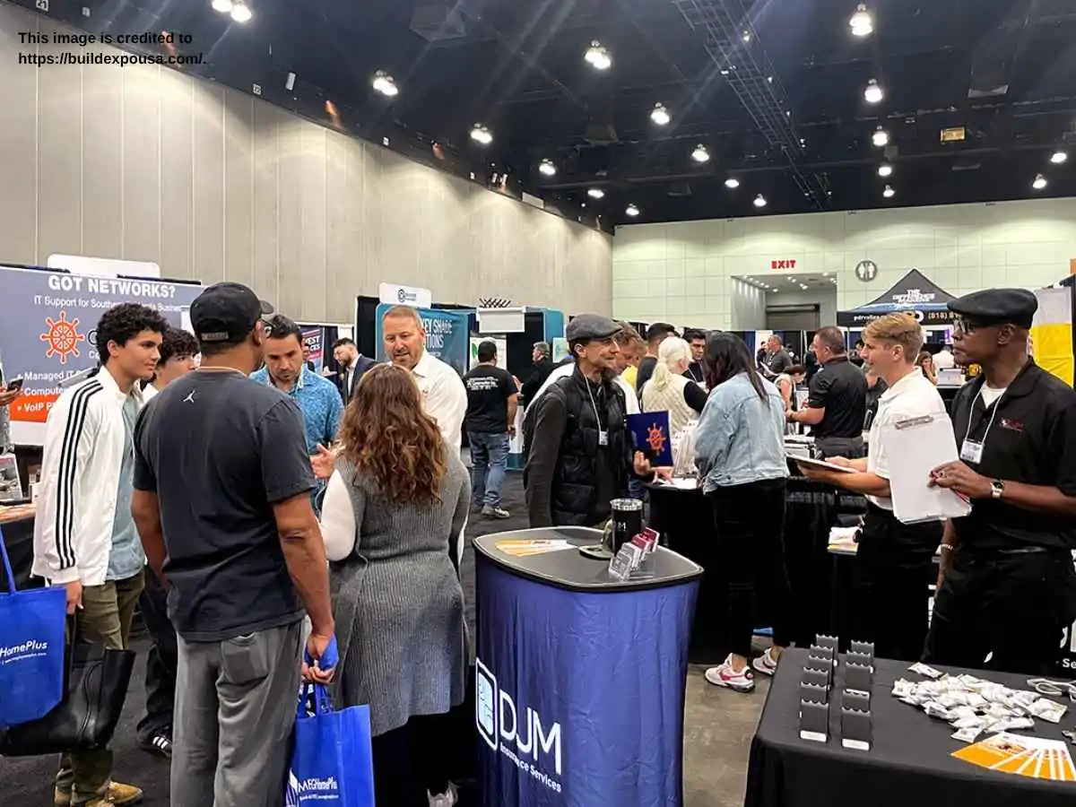 Build Expo Los Angeles  2026 custom stand in Los Angeles with meeting zone and material sample wall