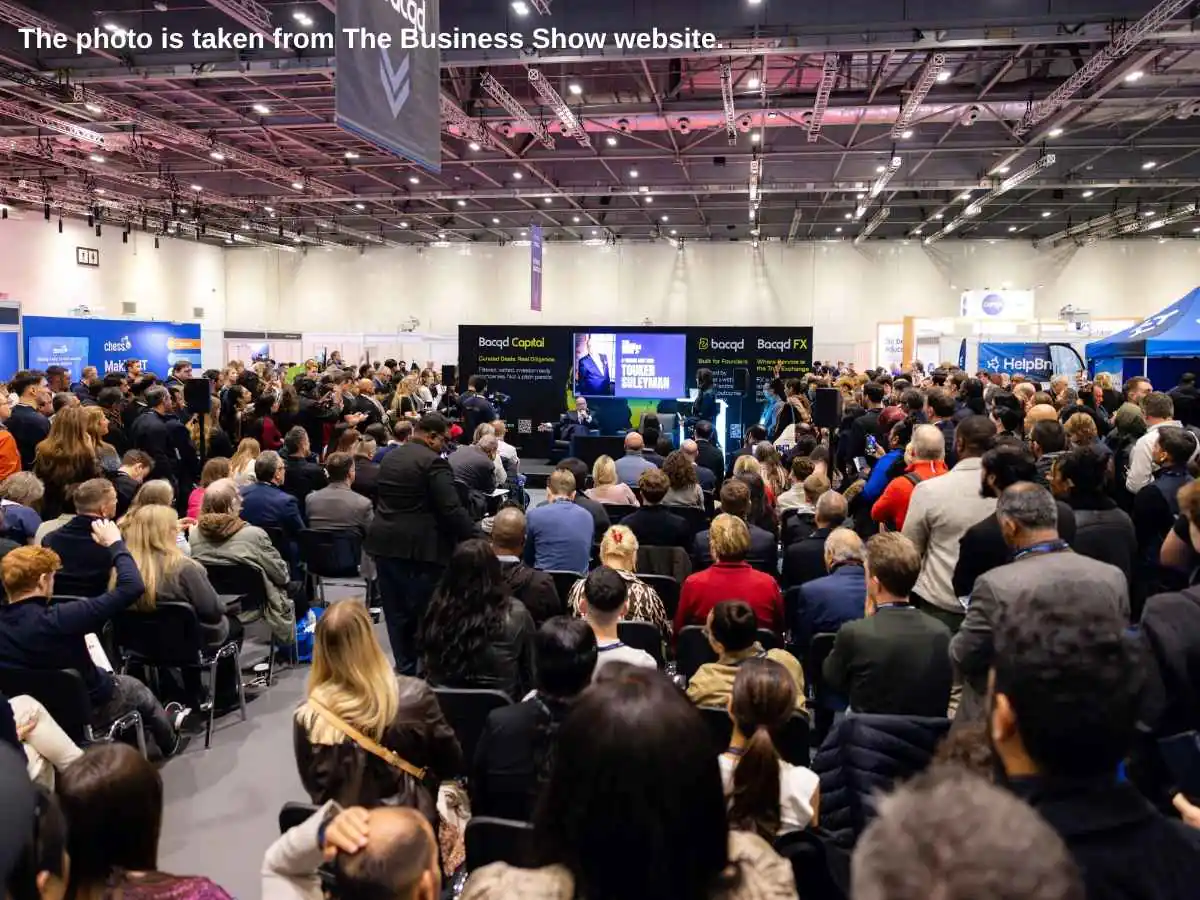 Exhibition stand at The Business Show  2026 in London with meeting area at ExCeL London