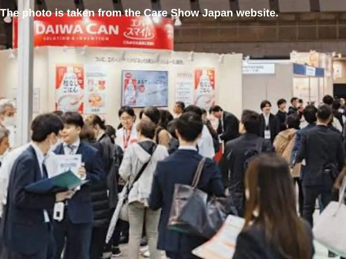 Custom exhibition stand at Care Show Japan  2027 in Tokyo Big Sight with consultation zone and product demo area
