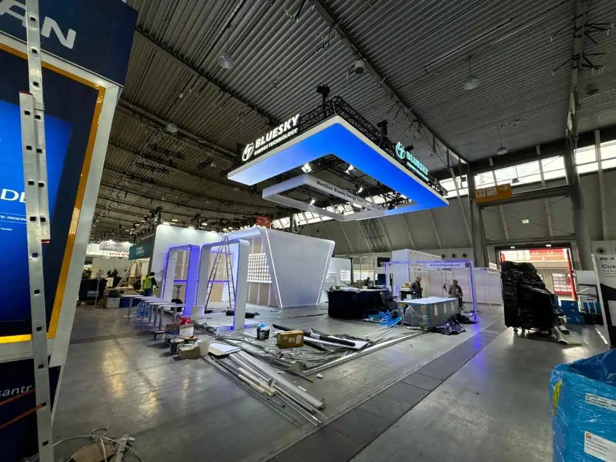 NECC Shanghai stand installation with transport coordination by an exhibition stand builder in Shanghai