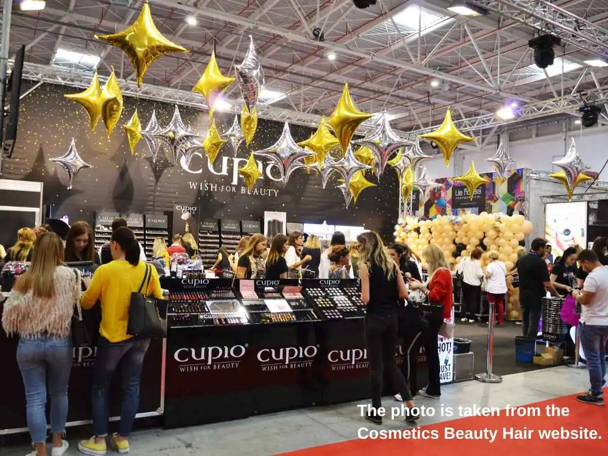 Cosmetics Beauty Hair  2026 Bucharest stand with tester stations and consultation area at ROMEXPO
