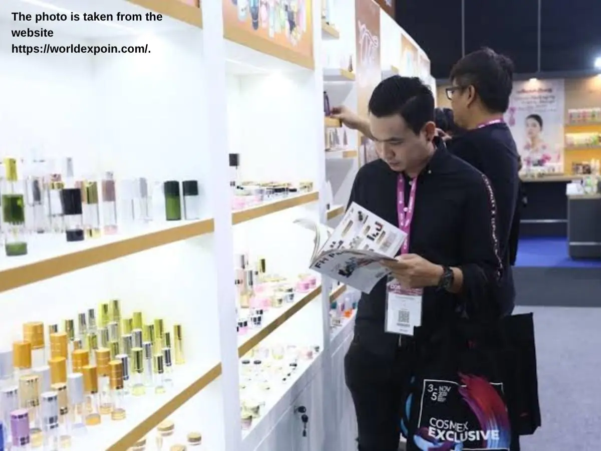 Cosmex  2026 stand in Bangkok with skincare consultation area and tester stations at BITEC