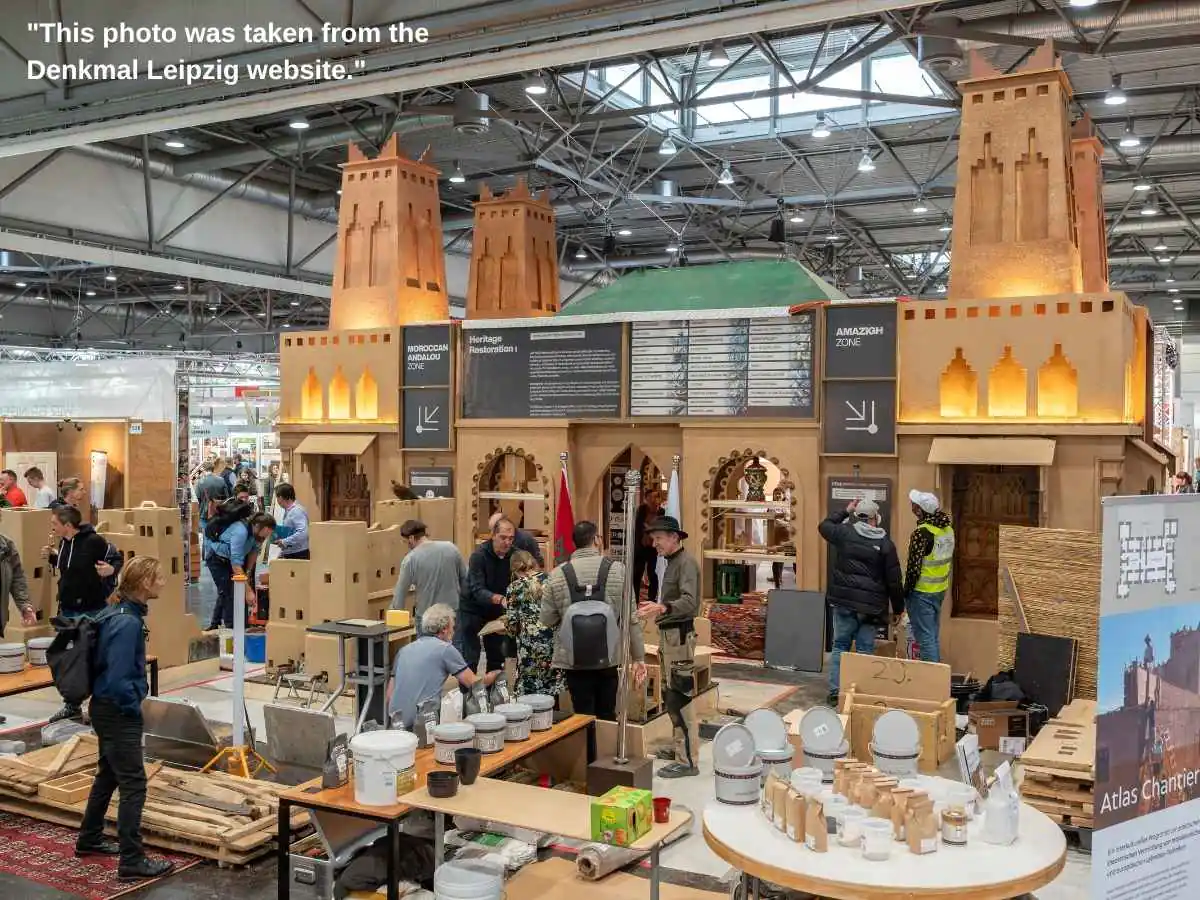 Denkmal  2026 exhibition stand in Leipzig with conservation demo areas and meeting space