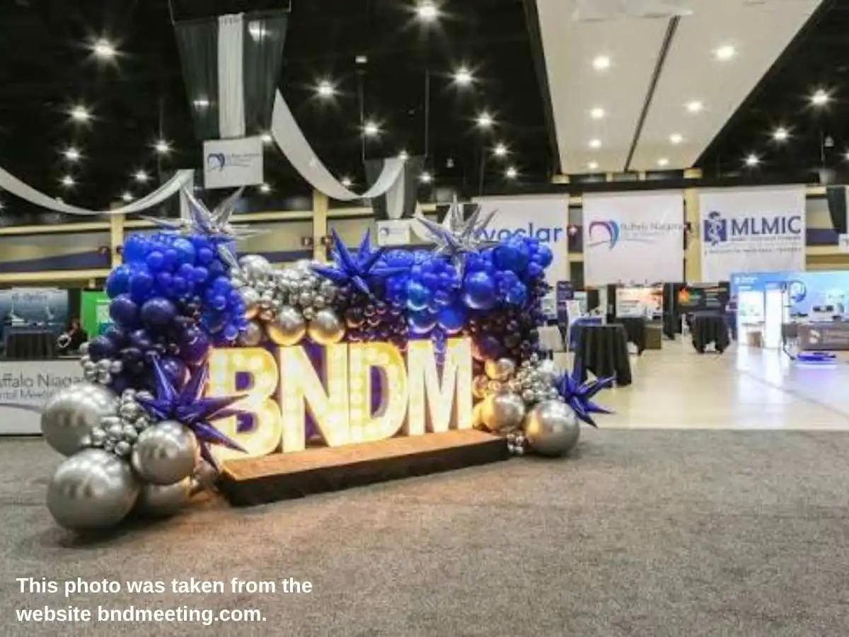 Dental exhibition stand at Buffalo Niagara Dental Meeting  2026 in Buffalo with consultation zone and hygiene-grade finish