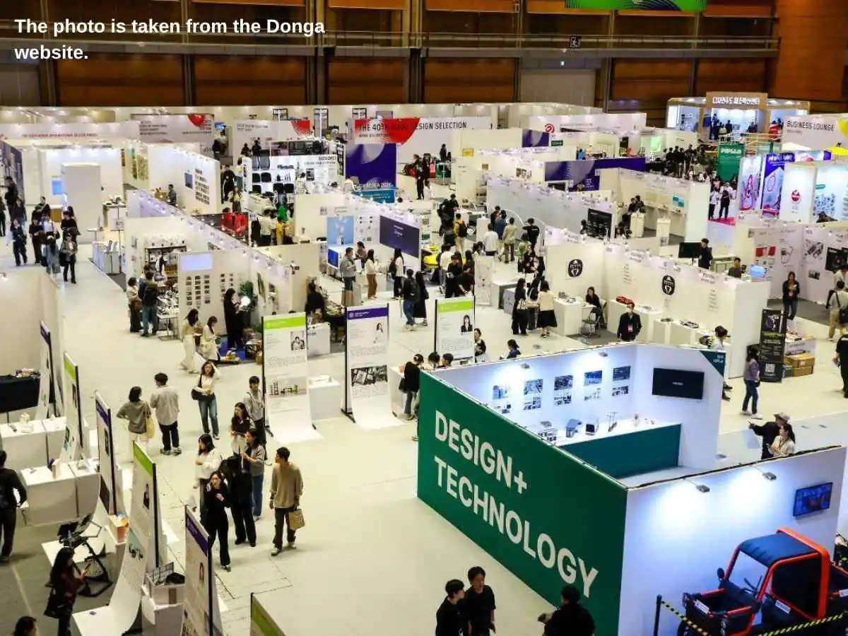 Design Korea  2026 stand in Seoul with meeting zone and product display at KINTEX