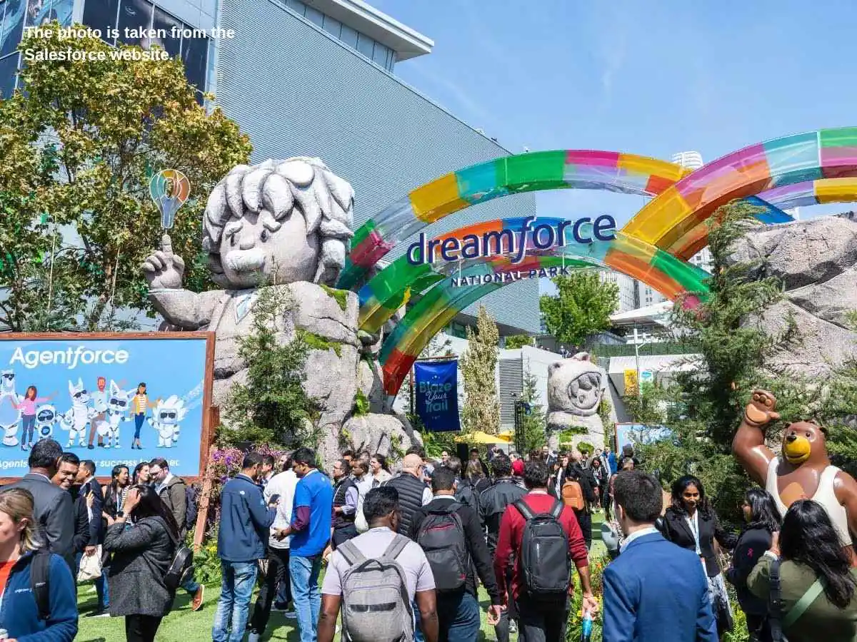 Dreamforce  2026 stand in San Francisco with demo stations and Moscone Center meeting area