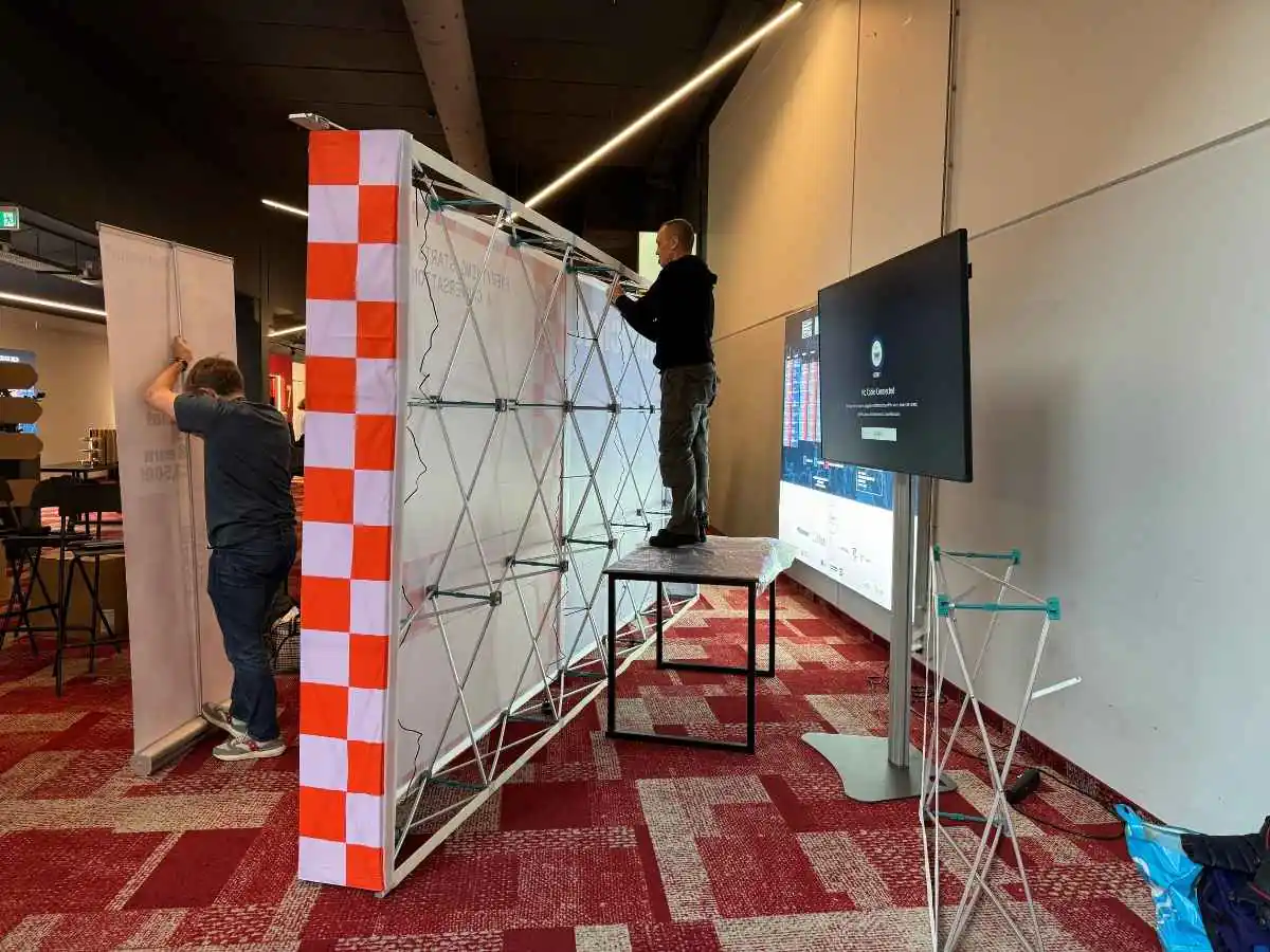 Stand installation at Brno Exhibition Centre in Brno with on-site coordination and approval support