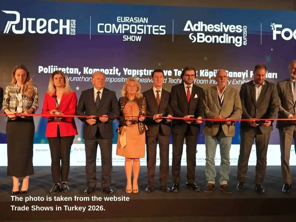 Eurasian Composites Show  2027 stand in Istanbul with composite sample wall and meeting zone
