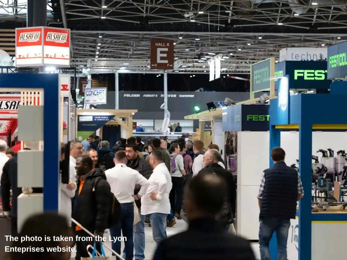 Eurobois  2028 stand in Lyon with machinery demo space at Eurexpo Lyon