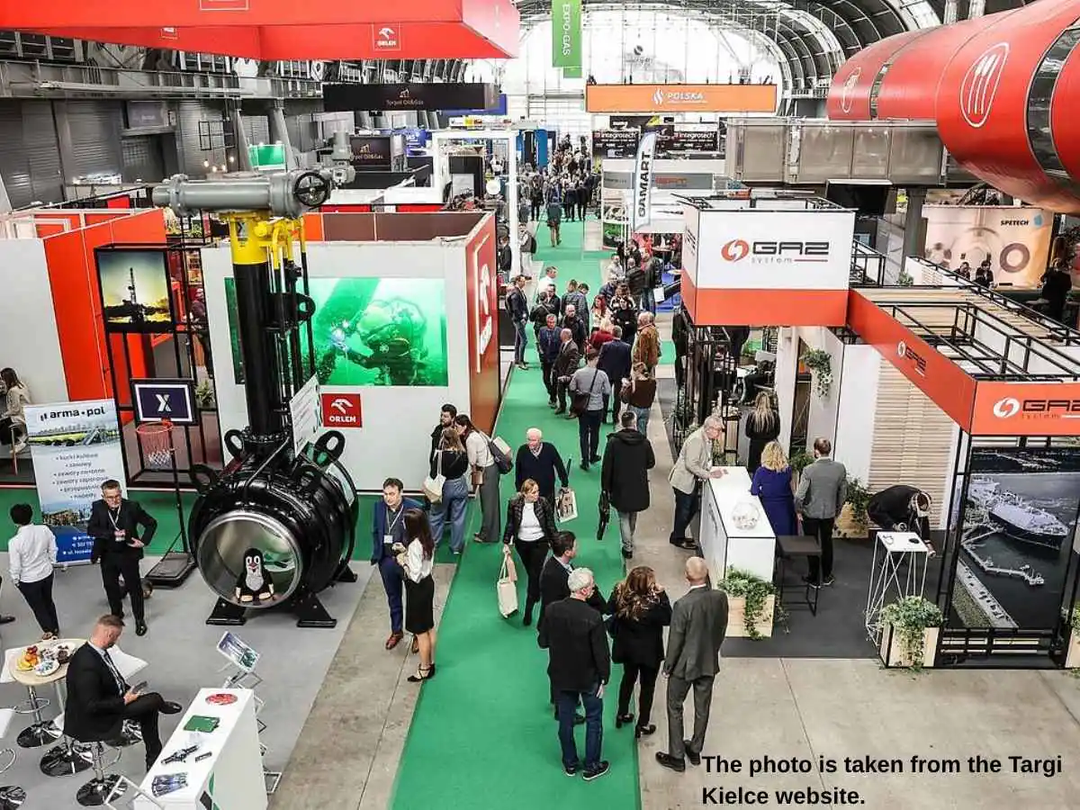 EXPO-GAS  2027 stand in Kielce with gas pipeline demo area and meeting zone at Targi Kielce