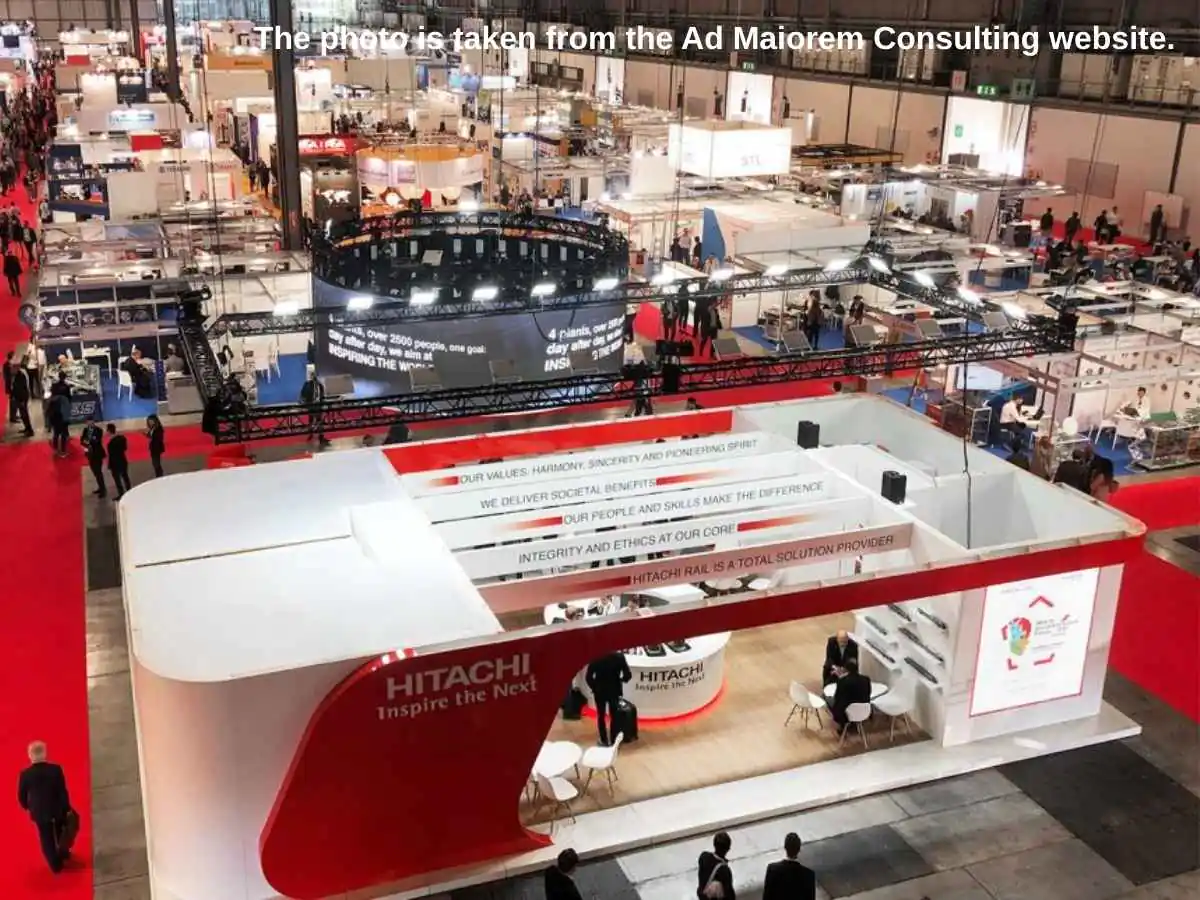 EXPO Ferroviaria  2027 stand in Milan with signalling demo area and meeting zone at Fiera Milano