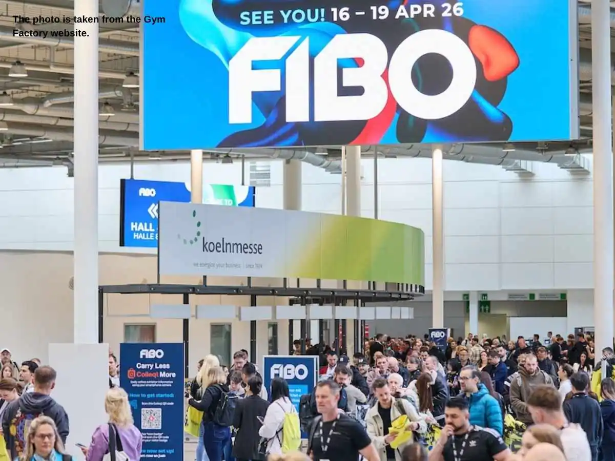 FIBO  2027 exhibition stand in Cologne at Koelnmesse with buyer meeting zone and sports nutrition display