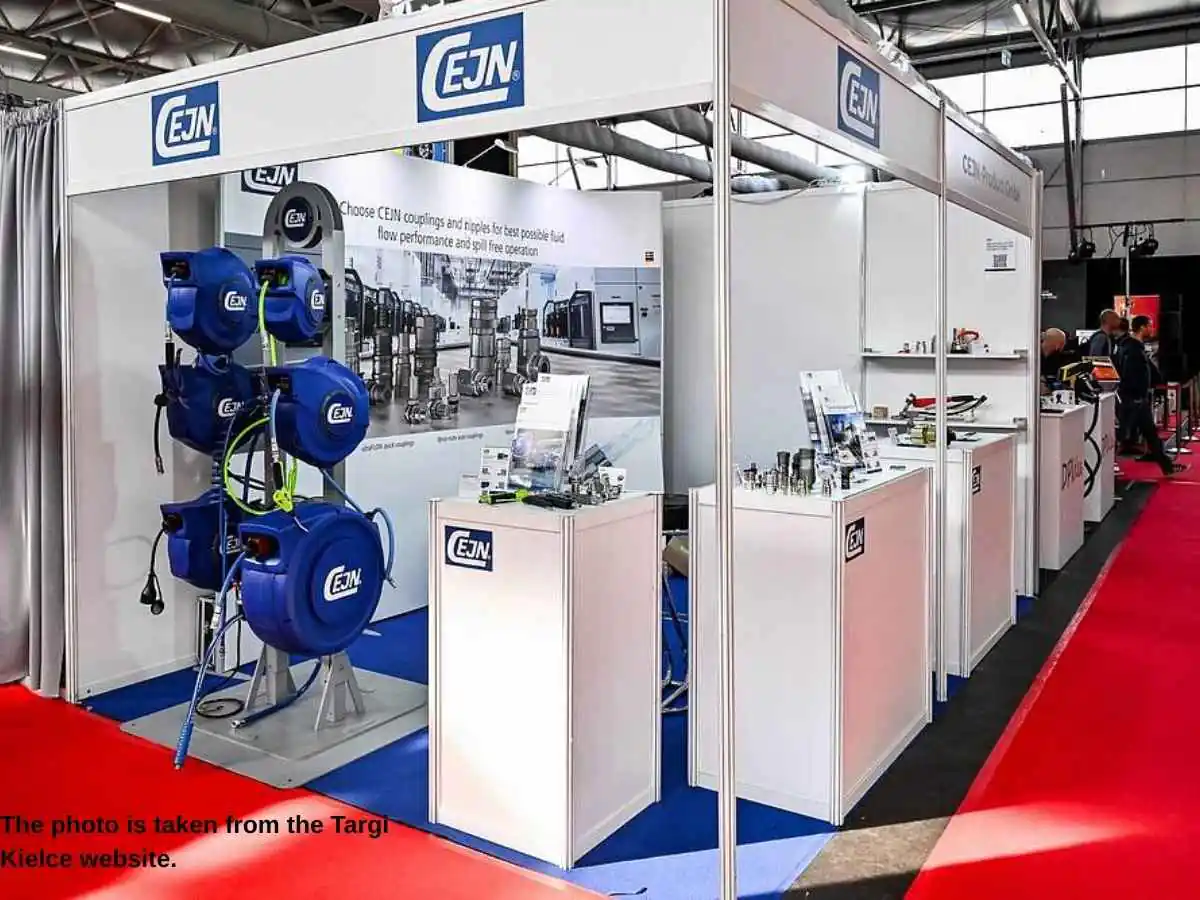 Kielce Fluid Power  2027 stand in Kielce with hydraulic demo area and meeting space at Targi Kielce