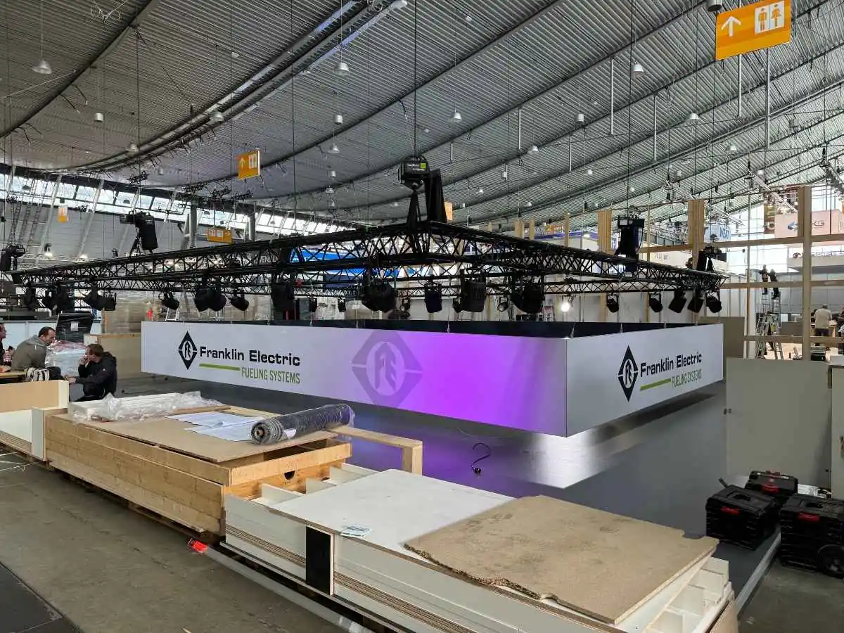 Stand installation at Thessaloniki International Exhibition Centre with on-site coordination in Thessaloniki
