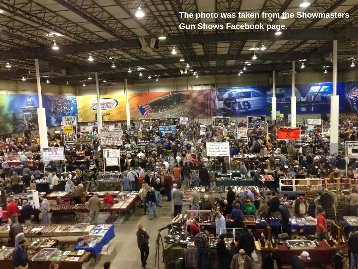 Exhibition stand at Monroeville Gun Show  2026 in Monroeville with rifle display and meeting zone
