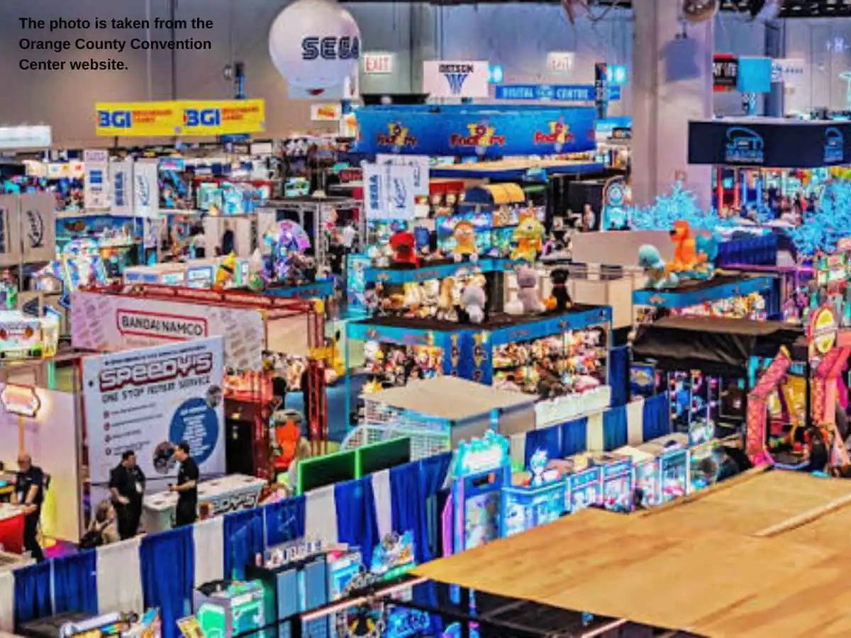 IAAPA Expo  2026 Orlando stand with screen wall and demo pod at Orlando Orange County Convention Center