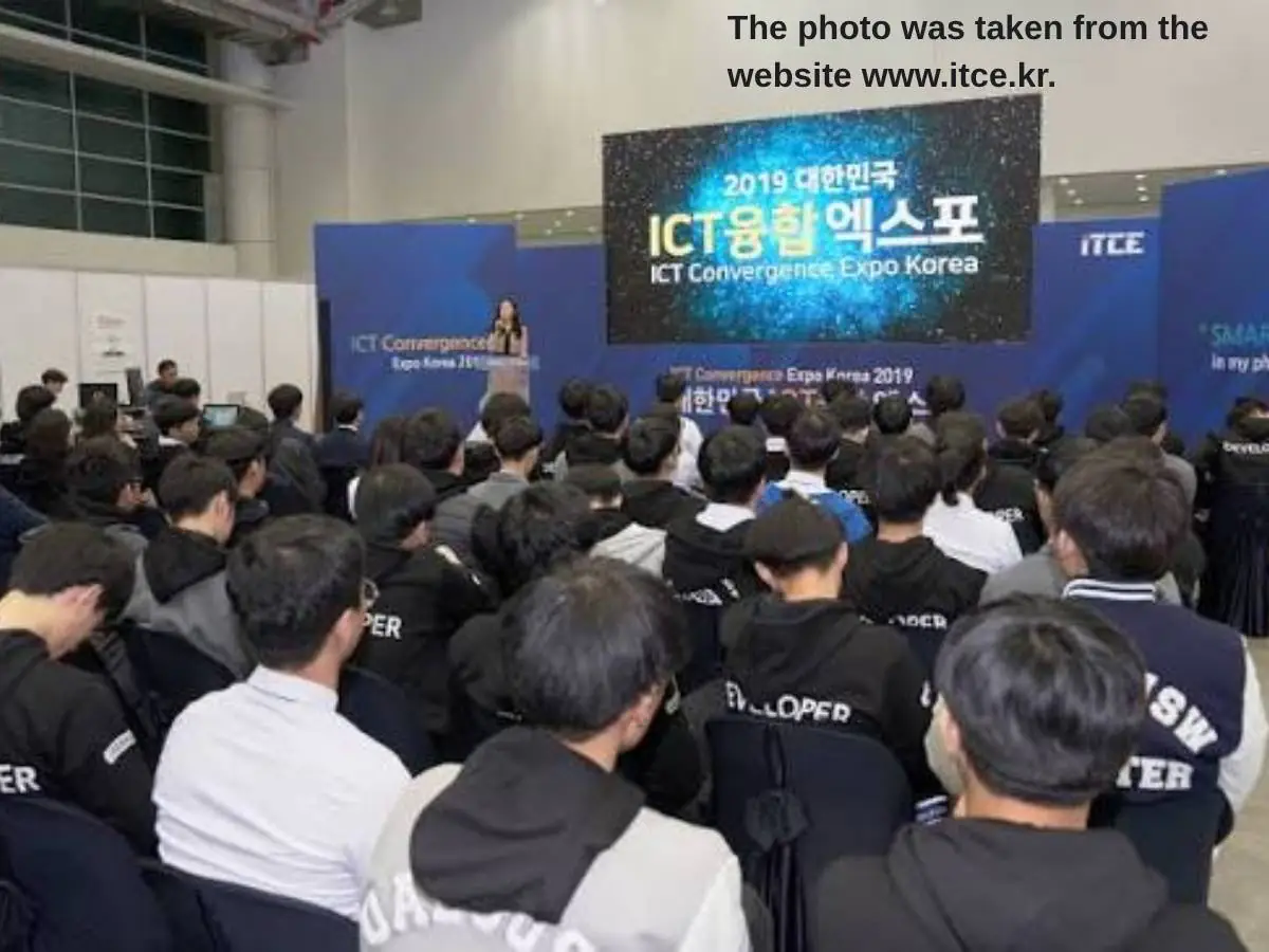 Custom booth at ICT Convergence Expo Korea  2026 in Daegu with demo stations and meeting area