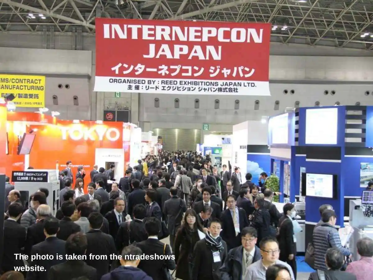 Internepcon Japan  2026 stand in Tokyo with demo stations and meeting area at Tokyo Big Sight