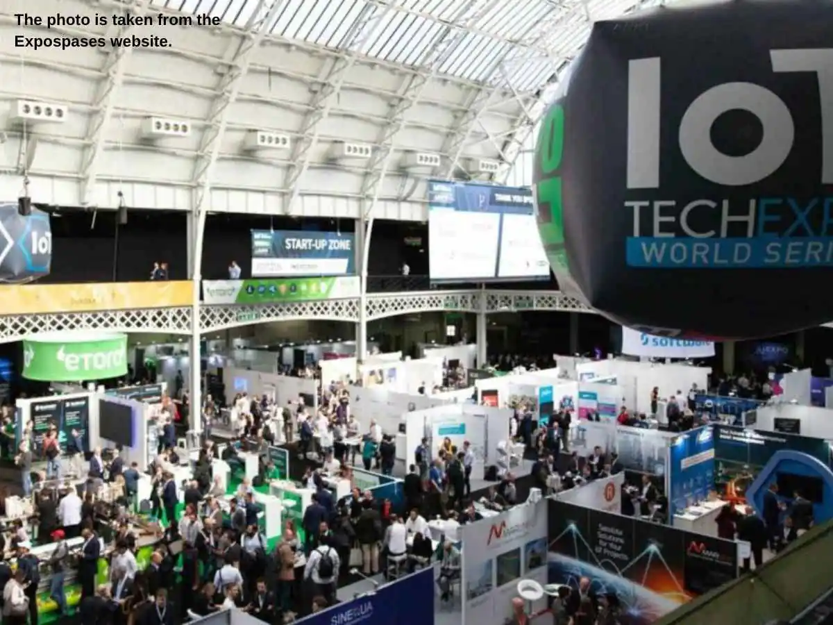 IoT Tech Expo Europe  2026 stand in Amsterdam with demo stations and meeting area at Amsterdam RAI