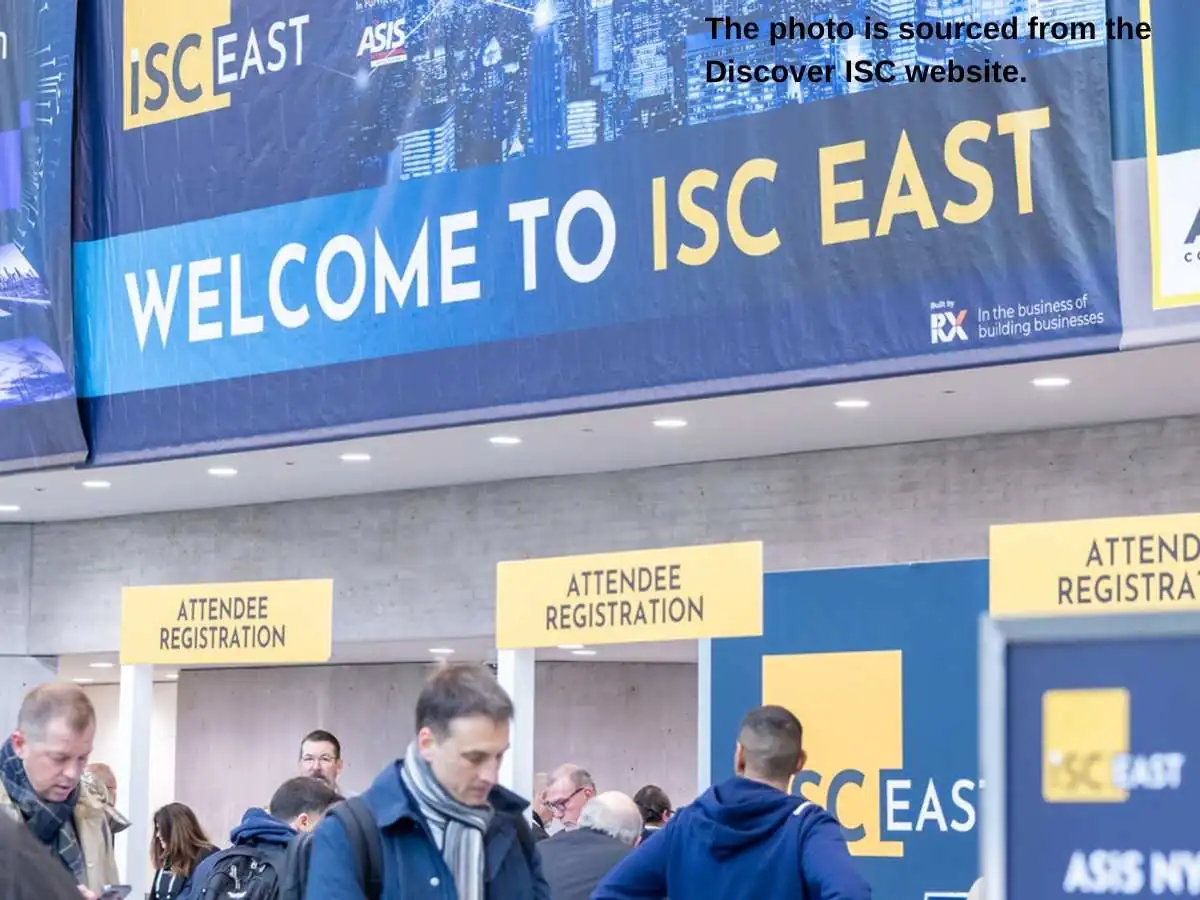 ISC East  2026 stand in NY with access control demo area and meeting space at Jacob K. Javits Convention Center