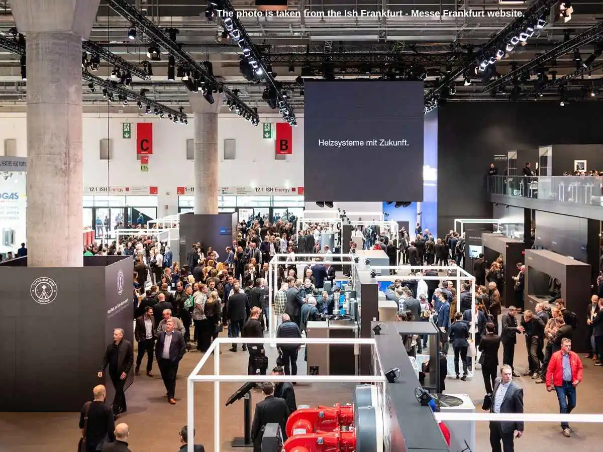 ISH  2027 stand in Frankfurt with plumbing sample wall and meeting zone at Messe Frankfurt