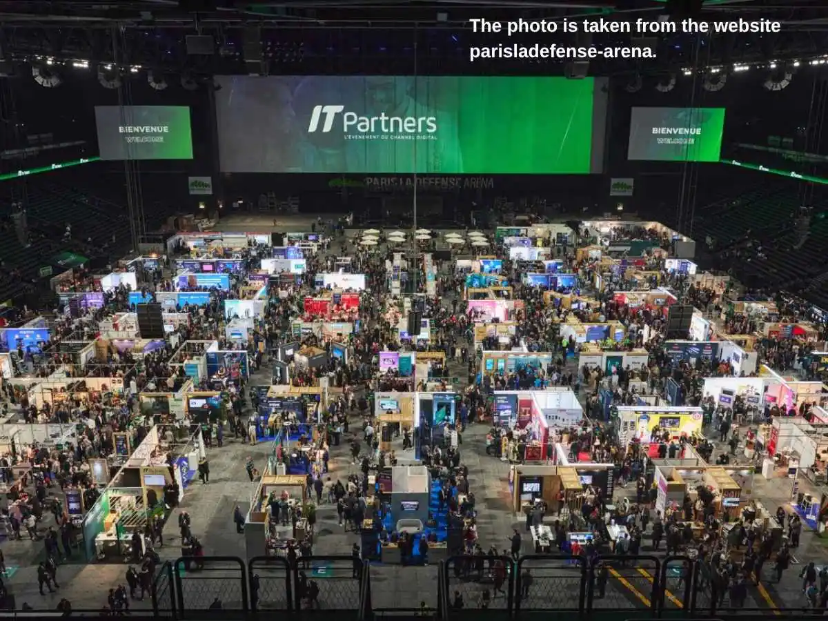 IT Partners  2027 Paris stand with demo stations and meeting area at Disneyland Paris