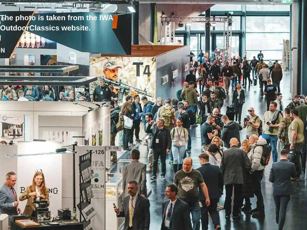 Exhibition stand at IWA OutdoorClassics  2027 in Nuremberg at NürnbergMesse with demo counters and meeting area