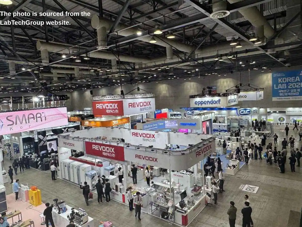 Exhibition stand at Korea Lab  2027 in Seoul with analytical equipment demo area at KINTEX
