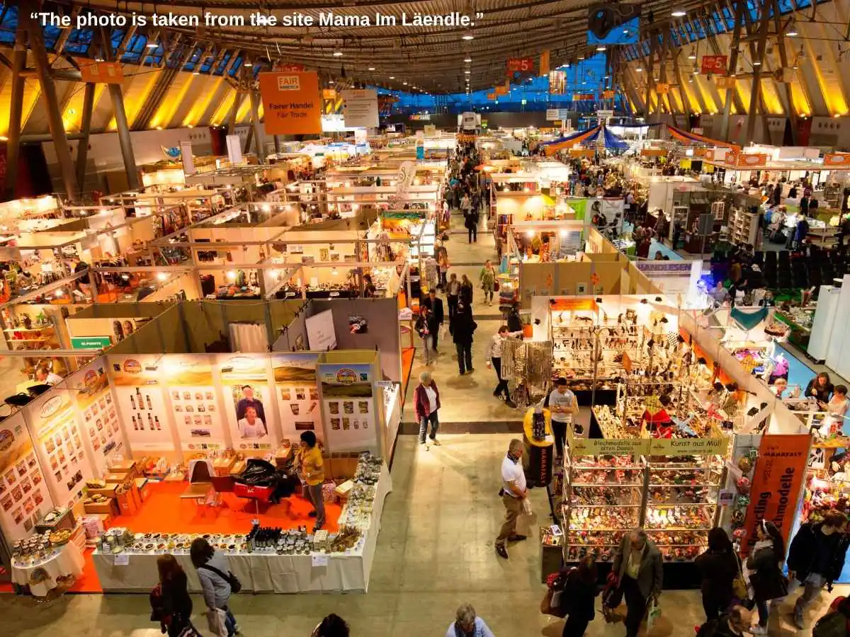 Kreativ  2026 Stuttgart exhibition stand with embroidery, dolls, and handmade craft demo area at Messe Stuttgart