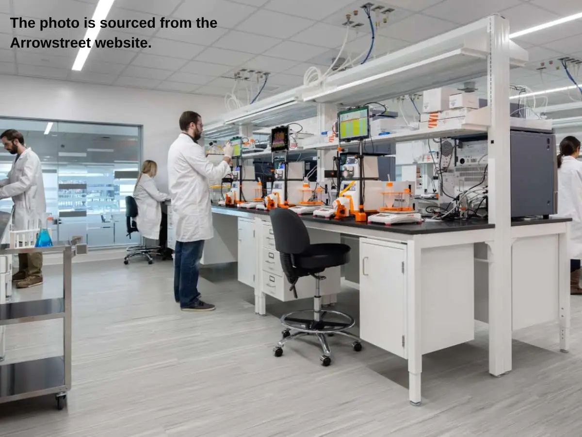 Life Sciences Workplace  2026 in London with consultation area and screen wall