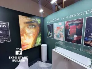 NIEWIELKIE STOISKO TARGOWE MODUŁOWE DLA MARKI KOSMETYCZNEJ NA TARGACH AMWC W MONAKO 31