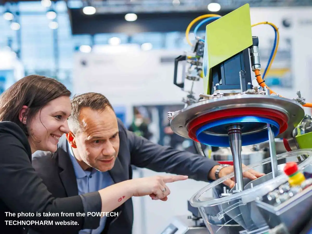 POWTECH  2026 stand in Nuremberg with screening and mixing demo area at NürnbergMesse