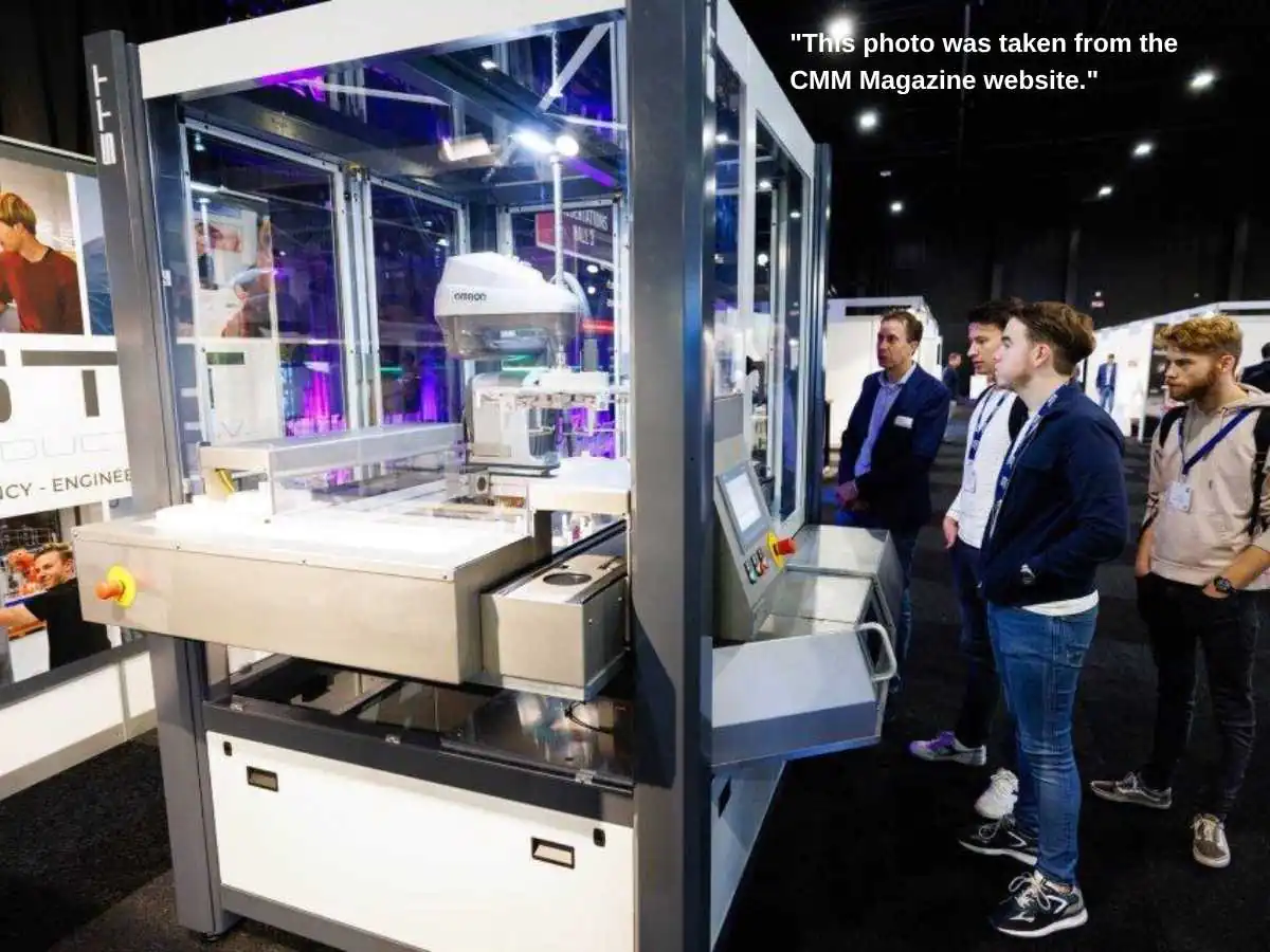 Precisiebeurs  2026 stand in Hertogenbosch with precision engineering meeting area and Brabanthallen setup