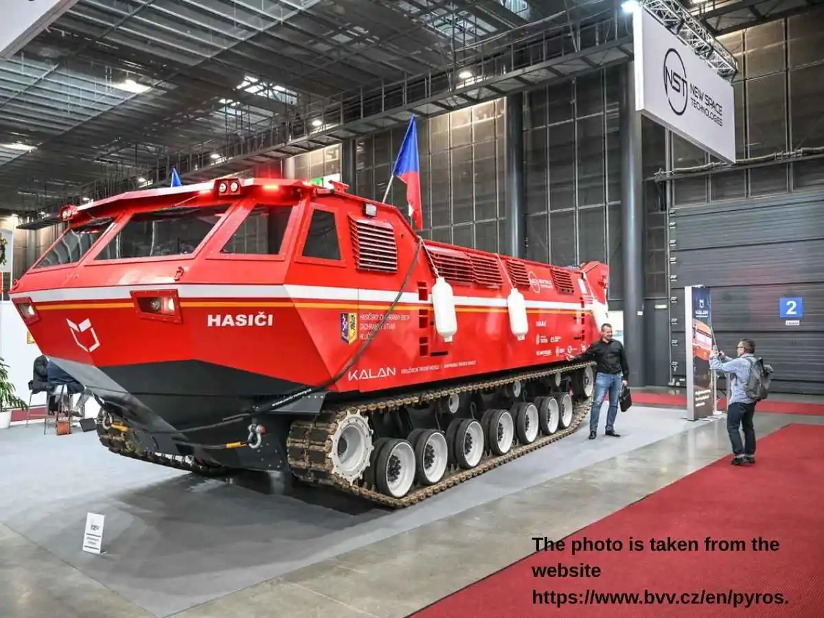 PYROS  2027 stand in Brno at Brno Exhibition Centre with meeting zone and demo area
