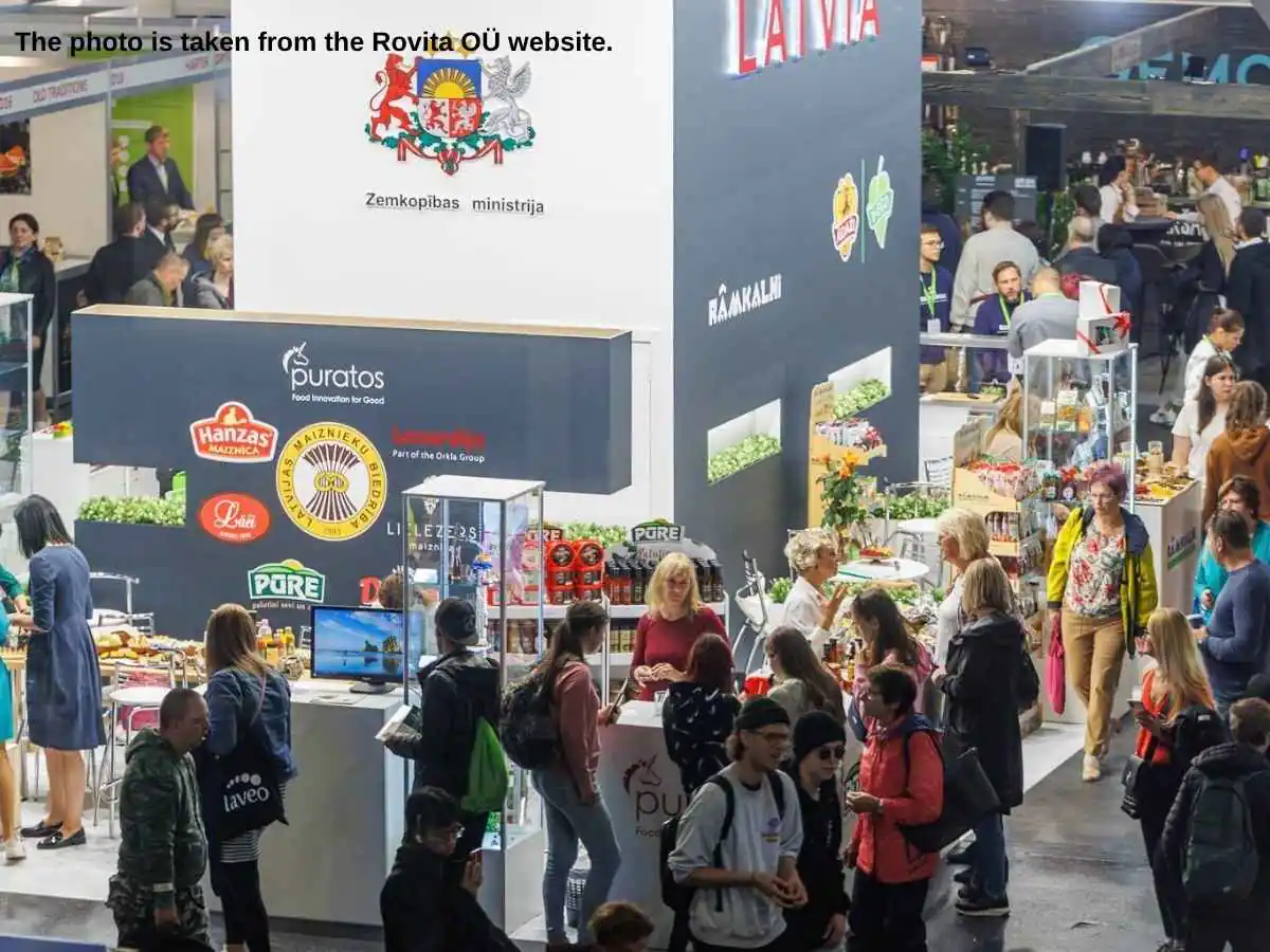 Riga Food  2026 stand in Riga at International Exhibition Centre with tasting counter and meeting zone
