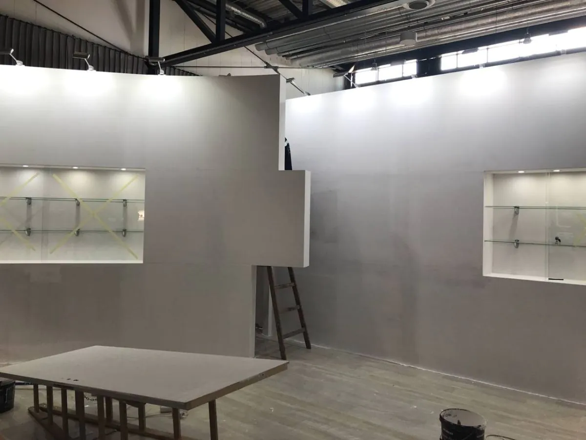 Stand installation at International Exhibition Centre in Riga with on-site coordination and approval handling