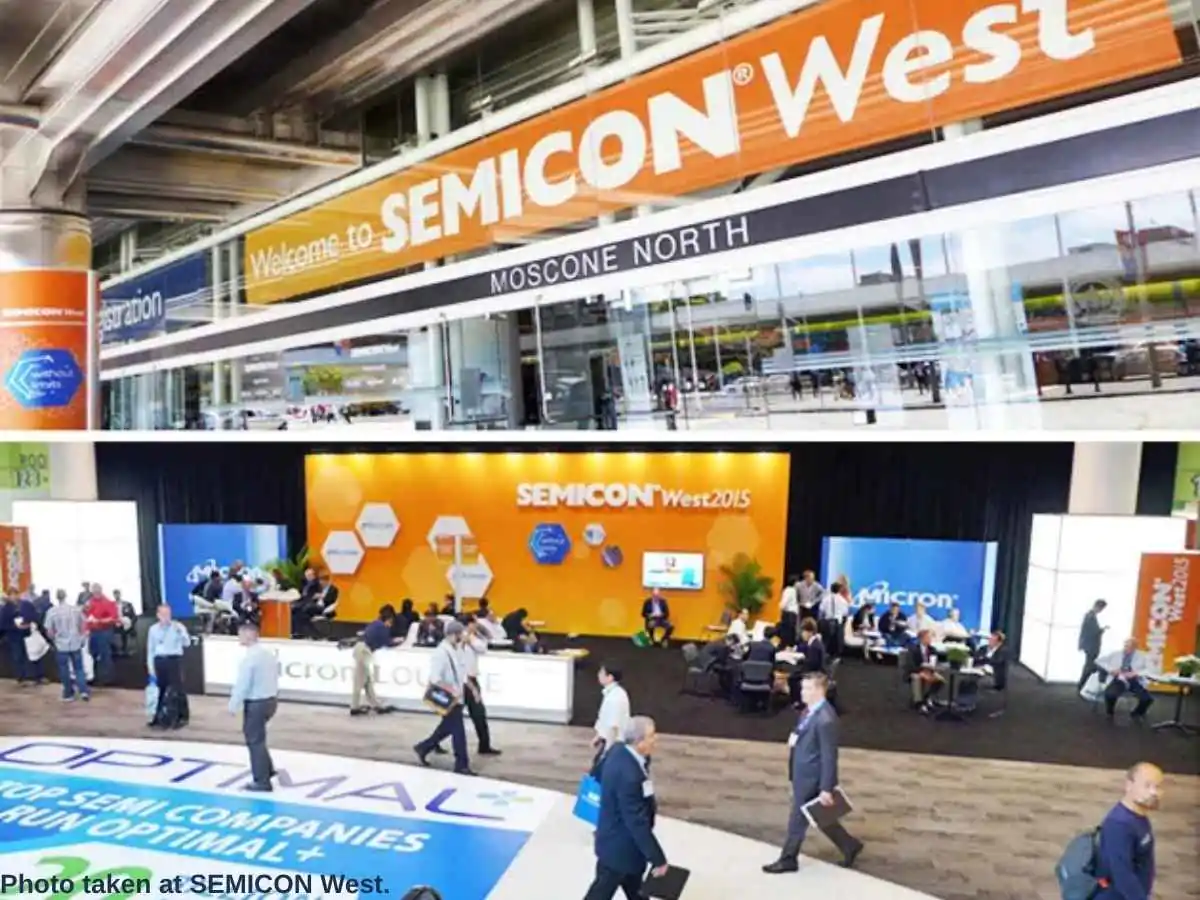 SEMICON Europa  2026 stand in Munich with semiconductor demo zones and meeting area at Messe München