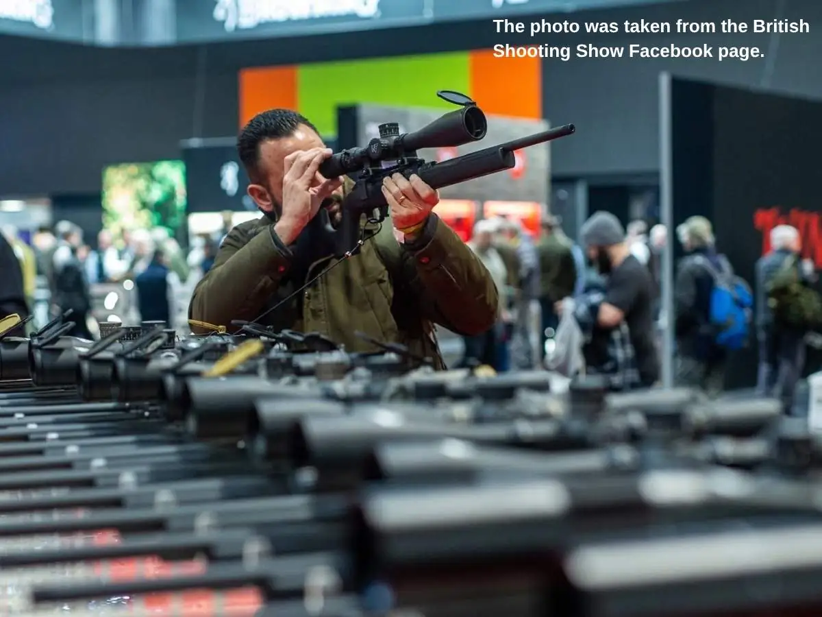 British Shooting Show  2027 stand in Birmingham at NEC with demo counters and meeting area