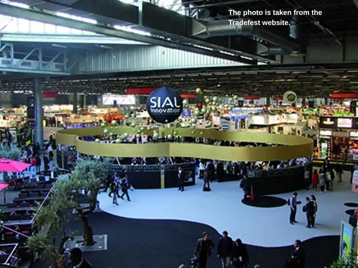 SIAL Paris  2026 stand in Paris at Paris Nord Villepinte with tasting counters and meeting zone