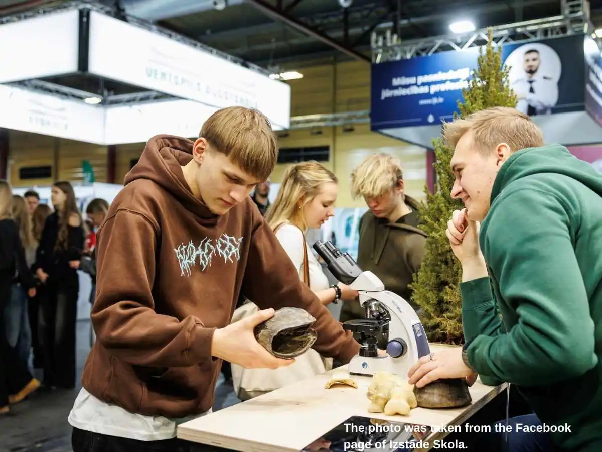 Skola  2027 exhibition stand in Riga with career consultation area at International Exhibition Centre