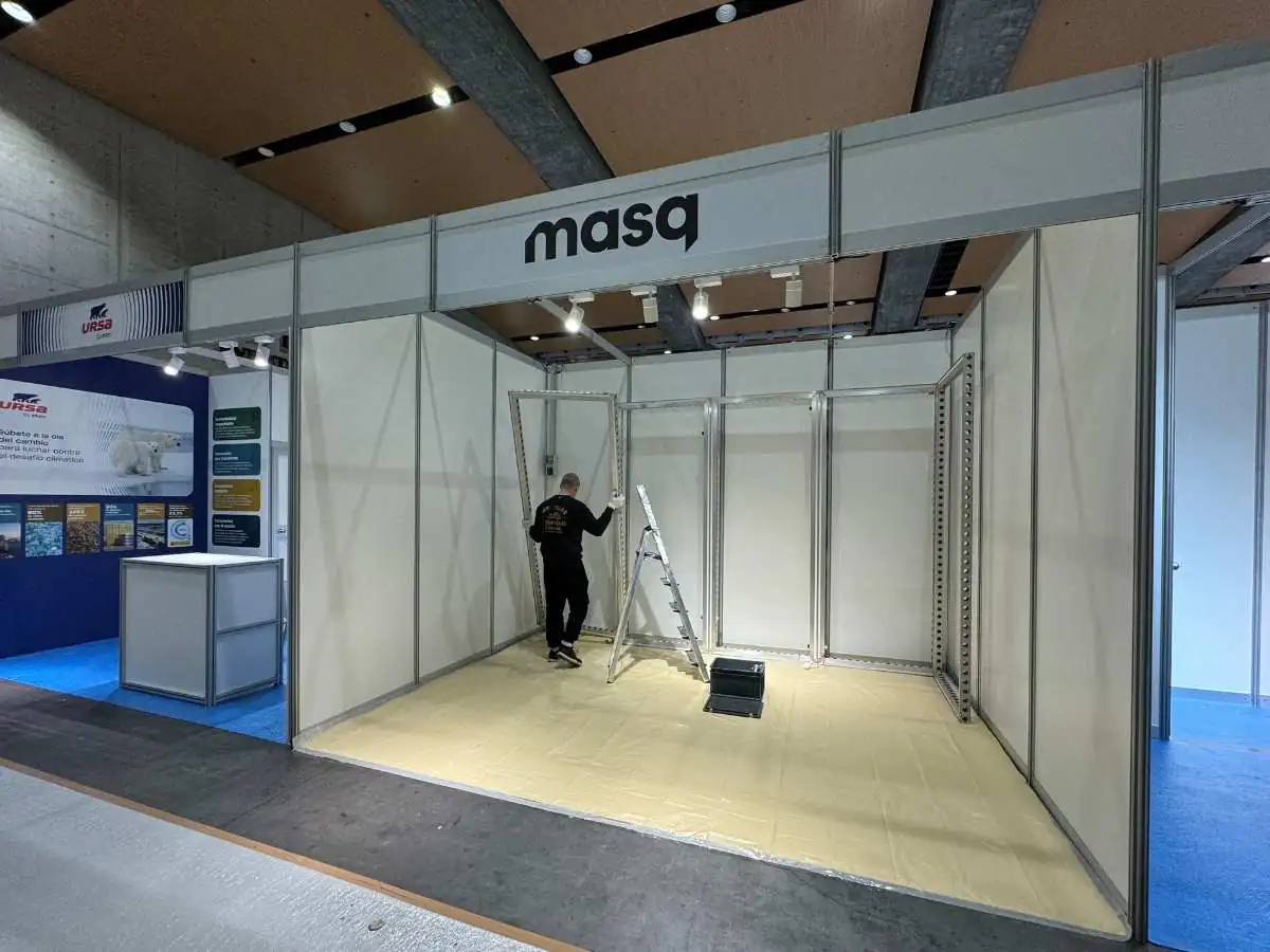 Stand installation at International Exhibition Centre in Riga with on-site coordination by an exhibition stand builder