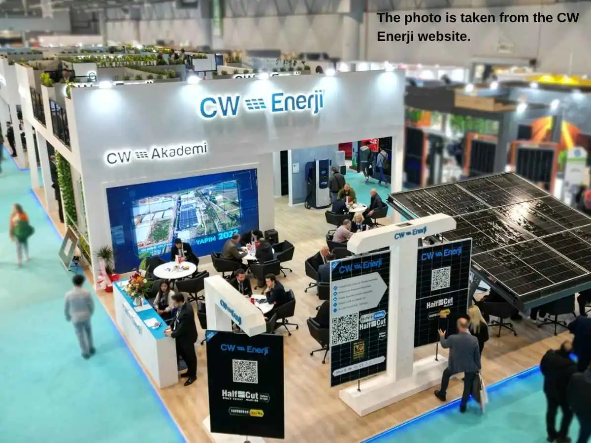 Exhibition stand for Solarex Istanbul  2027 in Istanbul at Istanbul Expo Center IFM with meeting area and solar demo zone